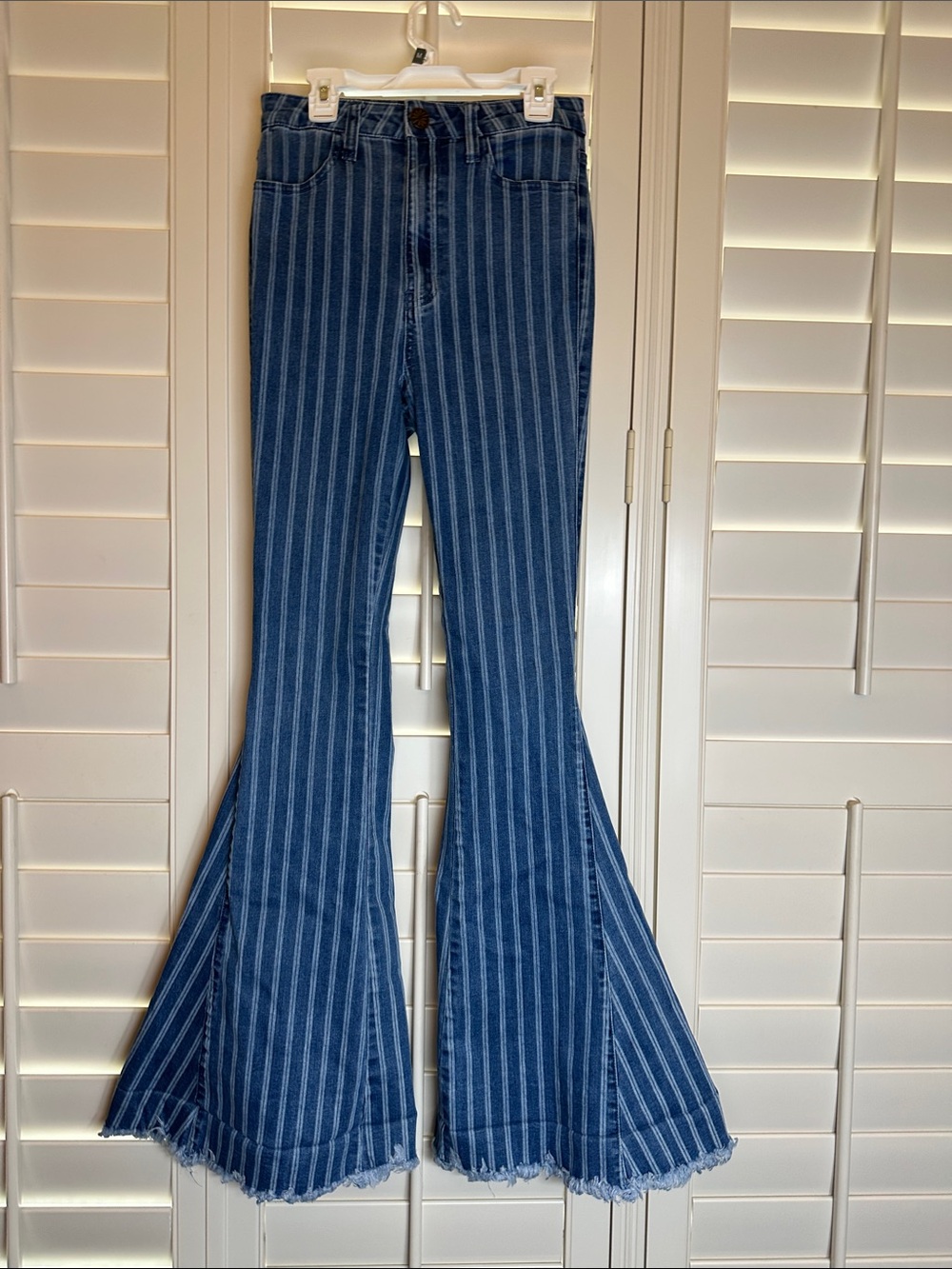 Show Me Your MuMu Blue Vertical-Strip Flare Jeans